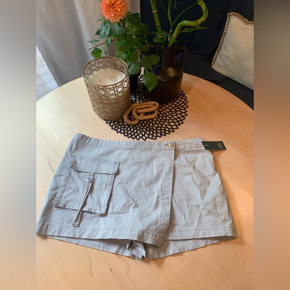 NWT Wild Fable Women's Skort Gray Cargo Wrap Skirt Shorts XL